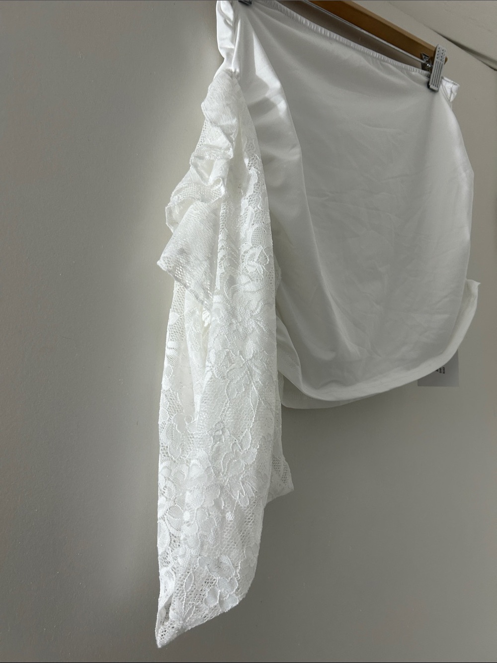 White Smooth Lace Accent Mini Skirt /  Bathing Suit Cover Up Mini Skirt